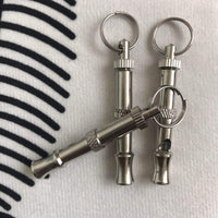 HKM-7929917 Silver Brass Dog Training Whistle with Durable Nickel Plating - 6.5CM Total Length