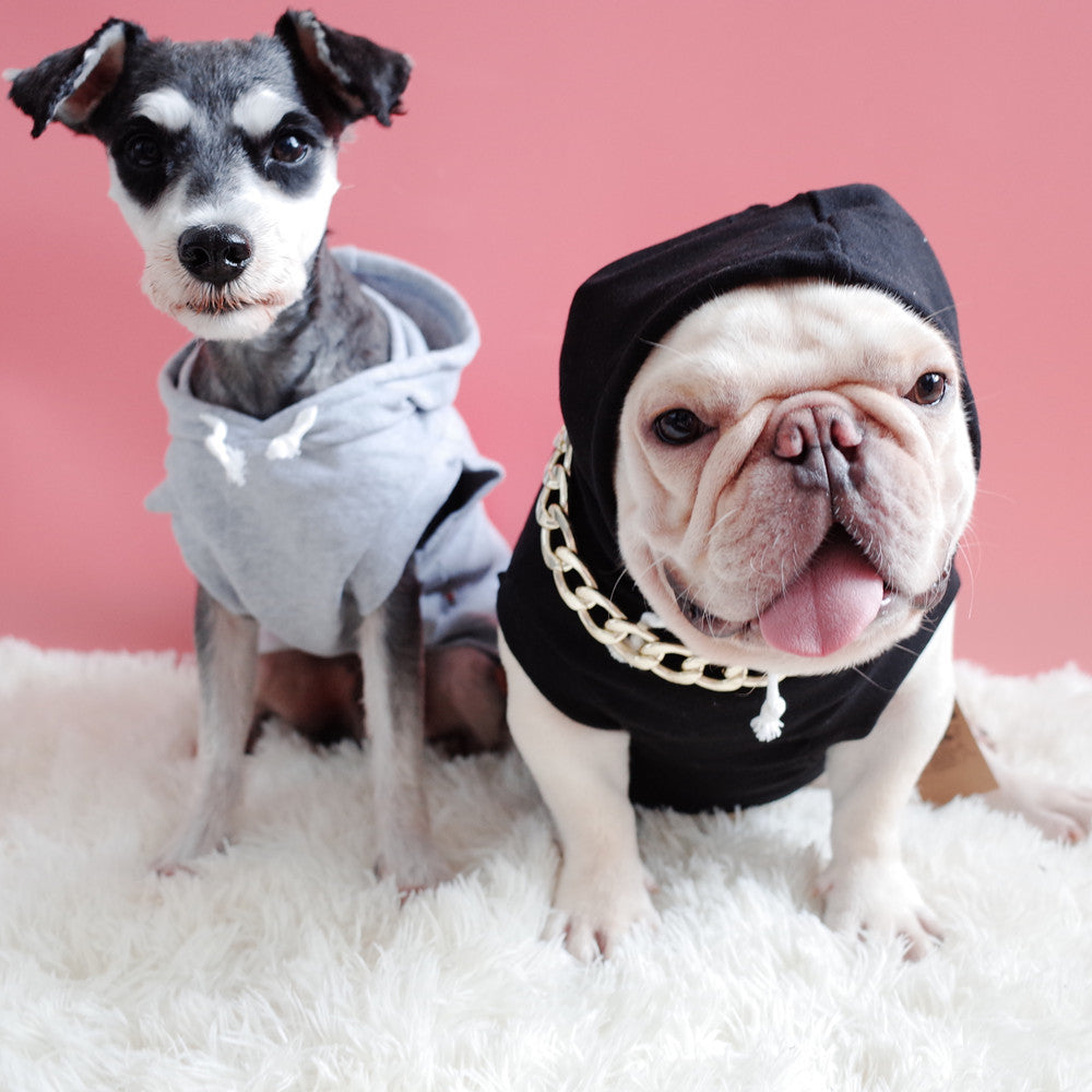 HKM-7930173 Hooded Cotton Summer Vest for Dogs & Cats, Available in Black or Grey, Sizes XS to XXL