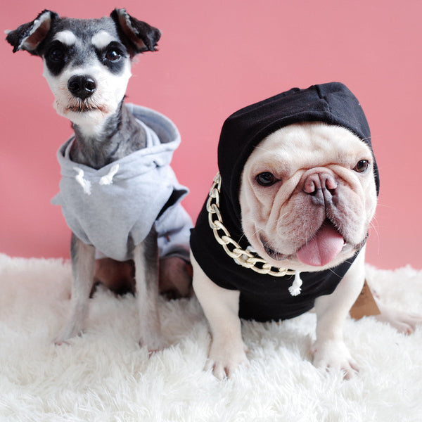 HKM-7930173 Hooded Cotton Summer Vest for Dogs & Cats, Available in Black or Grey, Sizes XS to XXL