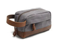 HKM-793043 Retro Waterproof Canvas Travel Toiletry Bag - Large Capacity Handheld Makeup Storage Bag