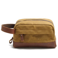 HKM-793043 Retro Waterproof Canvas Travel Toiletry Bag - Large Capacity Handheld Makeup Storage Bag