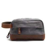 HKM-793043 Retro Waterproof Canvas Travel Toiletry Bag - Large Capacity Handheld Makeup Storage Bag