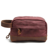 HKM-793043 Retro Waterproof Canvas Travel Toiletry Bag - Large Capacity Handheld Makeup Storage Bag
