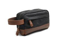 HKM-793043 Retro Waterproof Canvas Travel Toiletry Bag - Large Capacity Handheld Makeup Storage Bag