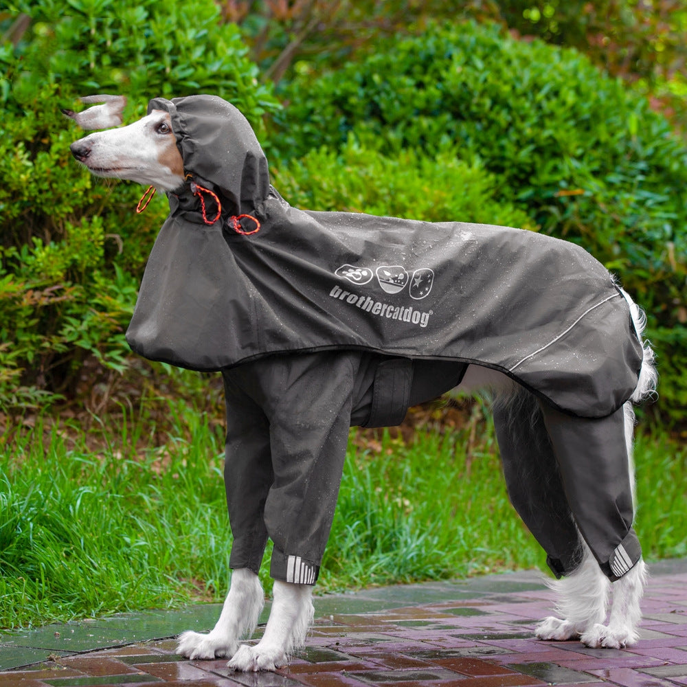 HKM-7930685 Adjustable All-Inclusive Raincoat for Medium to Large Dogs - Four-Legged Hooded Poncho in Multiple Colors