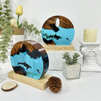 HKM-793107 Resin Diver Ocean Night Light - Solid Wood and Resin Decorative Accent