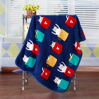 HKM-7931709 Cartoon Animal Print Flannel Coral Fleece Blanket for Pets - 100x75cm