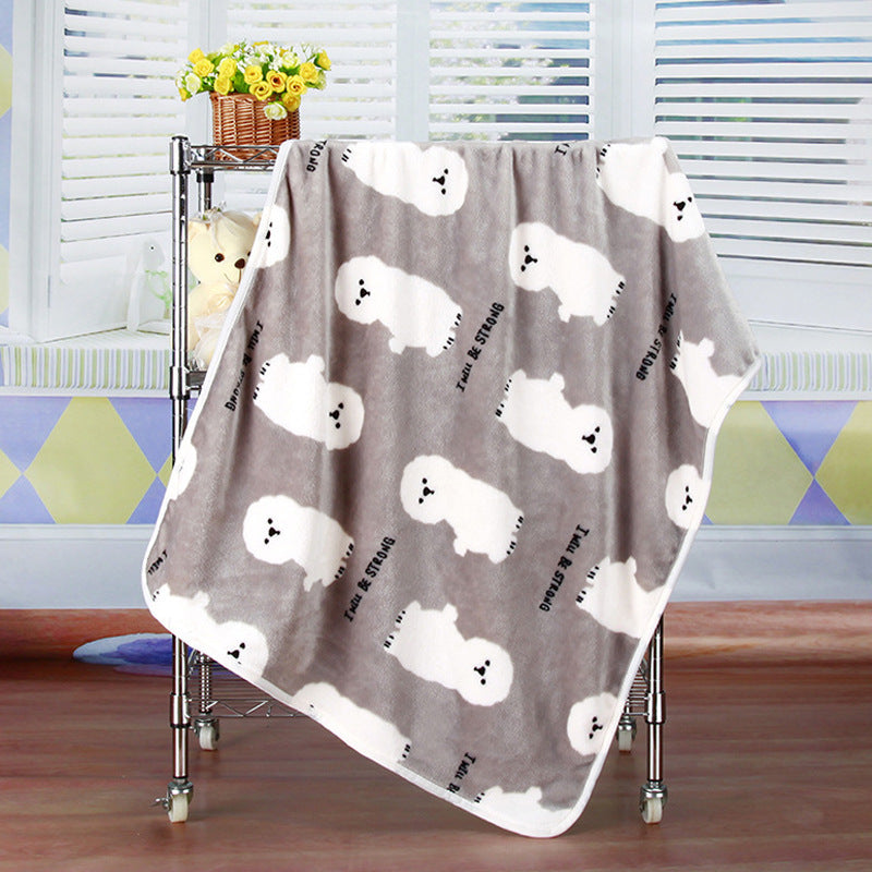 HKM-7931709 Cartoon Animal Print Flannel Coral Fleece Blanket for Pets - 100x75cm