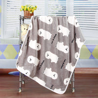 HKM-7931709 Cartoon Animal Print Flannel Coral Fleece Blanket for Pets - 100x75cm