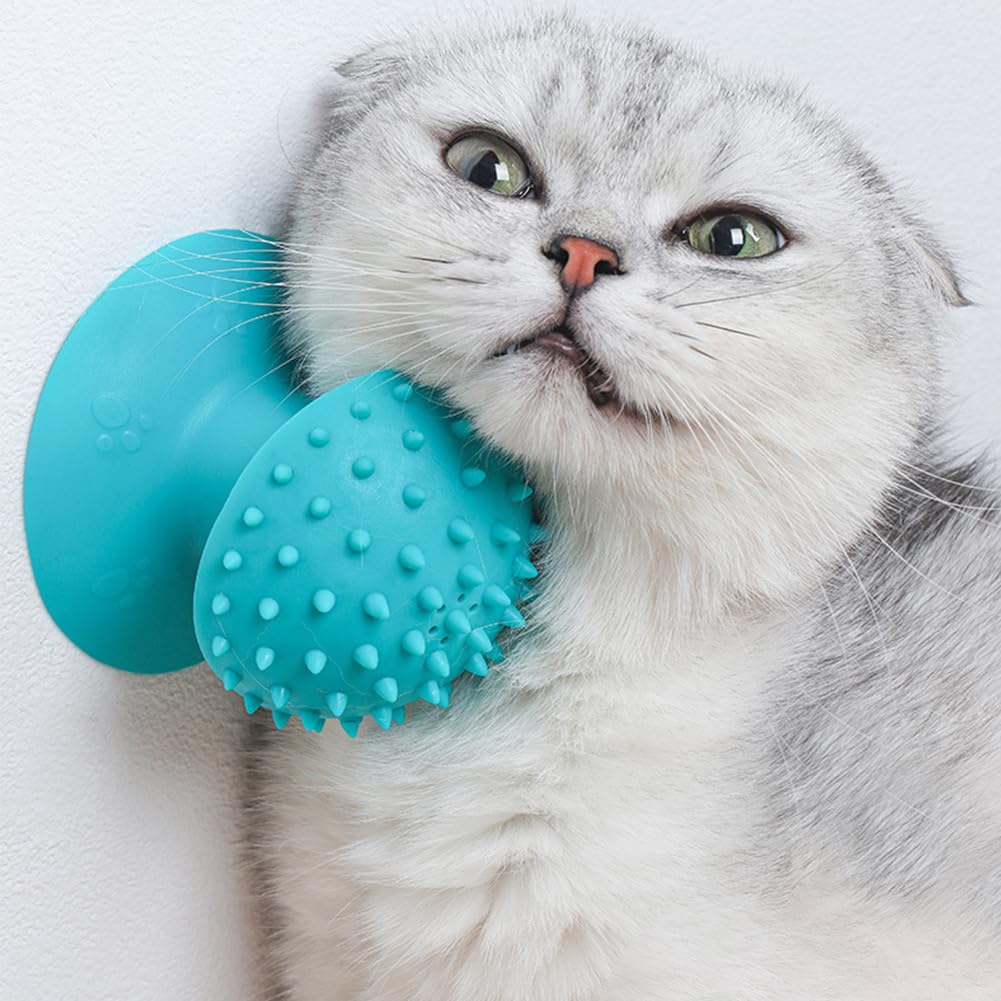 HKM-7932349 Self-Grooming Cat Brush and Massager for Long and Short Fur with Cat Mint Attachment