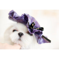 HKM-7932477 Lace Plaid Dress for Dogs and Cats with Big Bow and Pleated Design in Green and Purple