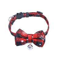 HKM-7932861 Plaid Bow Tie Collar for Small Dogs and Cats - Christmas Design with Quick Release and Bell