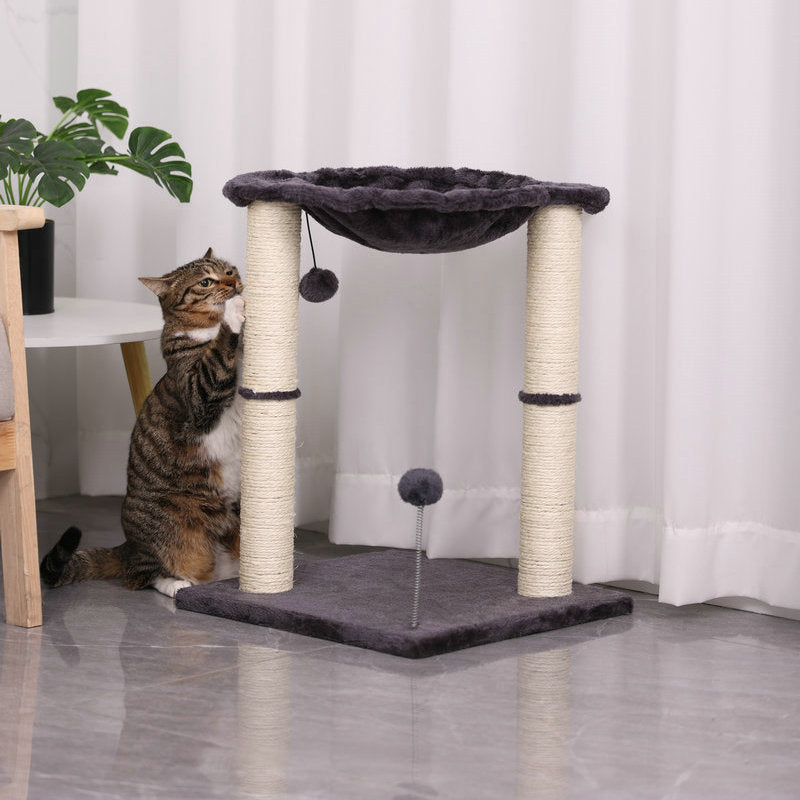 HKM-7934141 Cat Scratching Post with Integrated Nest - E1 Wooden, 40x40x54cm, Simple Design