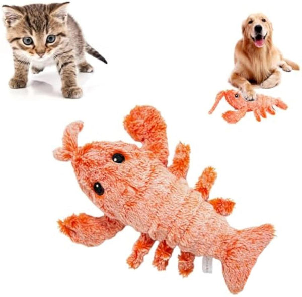 HKM-793491 Flopping Lobster Cat Toy - Catnip-Infused Chew and Kicker with USB Rechargeable and Washable Design for Cats and Small Dogs