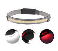 HKM-793491 Portable COB LED Headlight with Red Light Warning, 300 Lumens, 1000 mAh Battery, Waterproof IPX4, USB Rechargeable