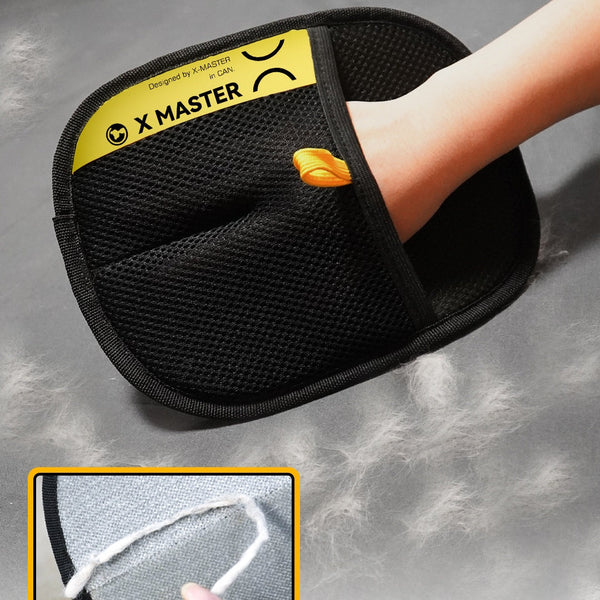 HKM-7936445 Pet Hair Removal Gloves for Home Grooming and Cleaning - 24x16cm Mesh and Brushed Fabric in Black/Yellow