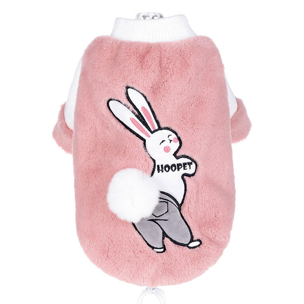 HKM-7937213 Cozy Pink Double-Sided Velvet Dog Outfit for Autumn and Winter