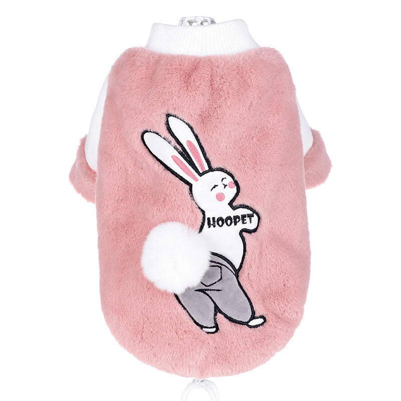 HKM-7937213 Cozy Pink Double-Sided Velvet Dog Outfit for Autumn and Winter