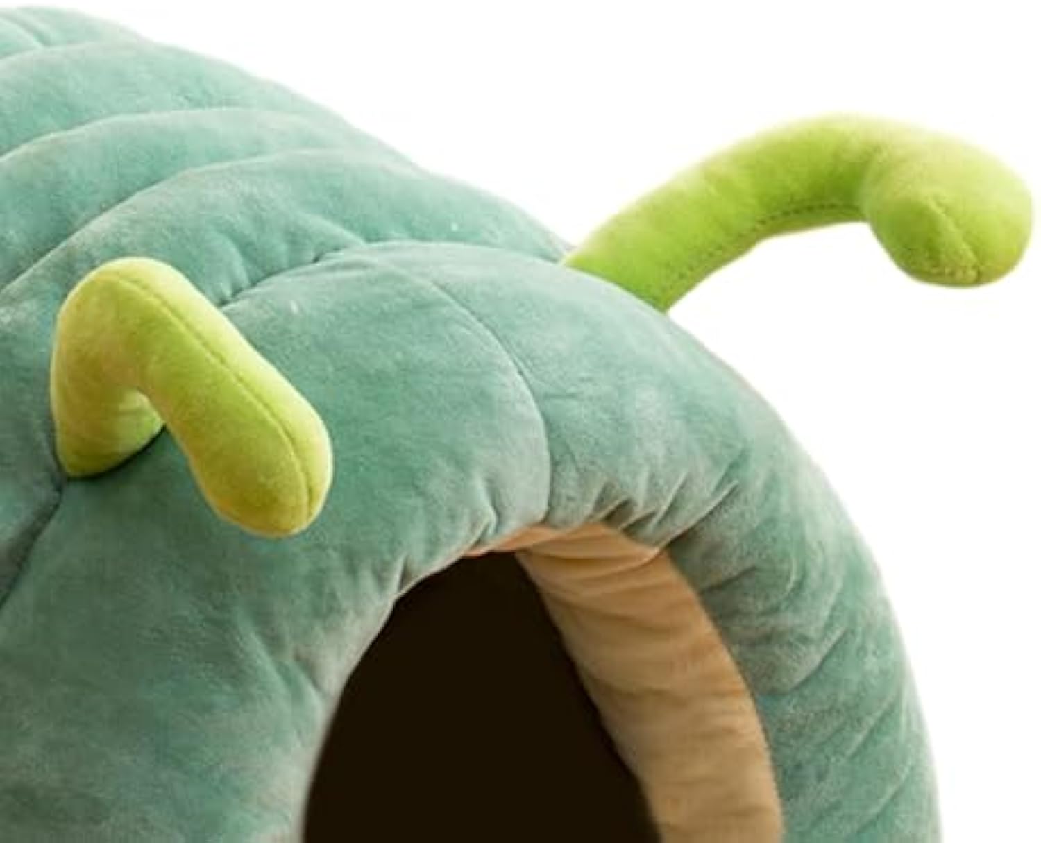 HKM-7938109 Animal Shape Semi-Enclosed Cave Bed for Cats and Small Dogs - Plush, Non-Slip, Modern Design, Green Color, 50*40*30cm