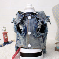 HKM-7939005 Sand Wash Denim Vest for Dogs - Stylish Cowboy-Style Apparel