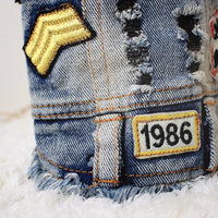 HKM-7939005 Sand Wash Denim Vest for Dogs - Stylish Cowboy-Style Apparel