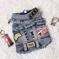 HKM-7939005 Sand Wash Denim Vest for Dogs - Stylish Cowboy-Style Apparel