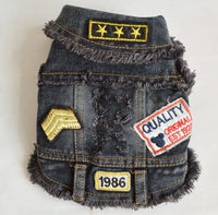 HKM-7939005 Sand Wash Denim Vest for Dogs - Stylish Cowboy-Style Apparel