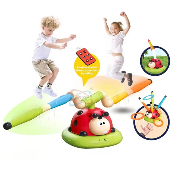 HKM-793939 3 in 1 Educational Insect Jump Rope, Rocket Launcher & Ring Toss Game for Outdoor Fun