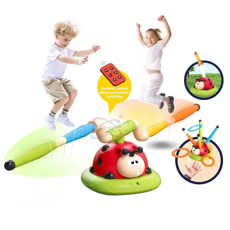 HKM-793939 3 in 1 Educational Insect Jump Rope, Rocket Launcher & Ring Toss Game for Outdoor Fun