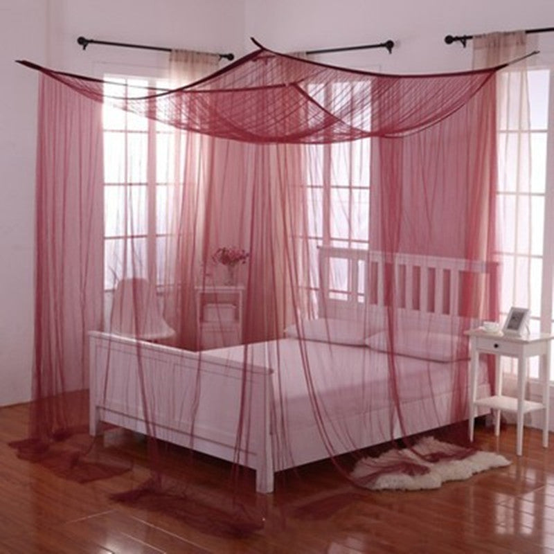 HKM-793939 Universal Palace Mosquito Net for Single & Double Beds - Four Openings, Dark Green, Easy Installation