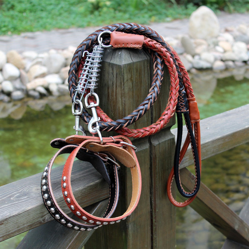 HKM-7940413 Durable Cowhide Pet Collar with Alloy Lock - Available in Multiple Sizes