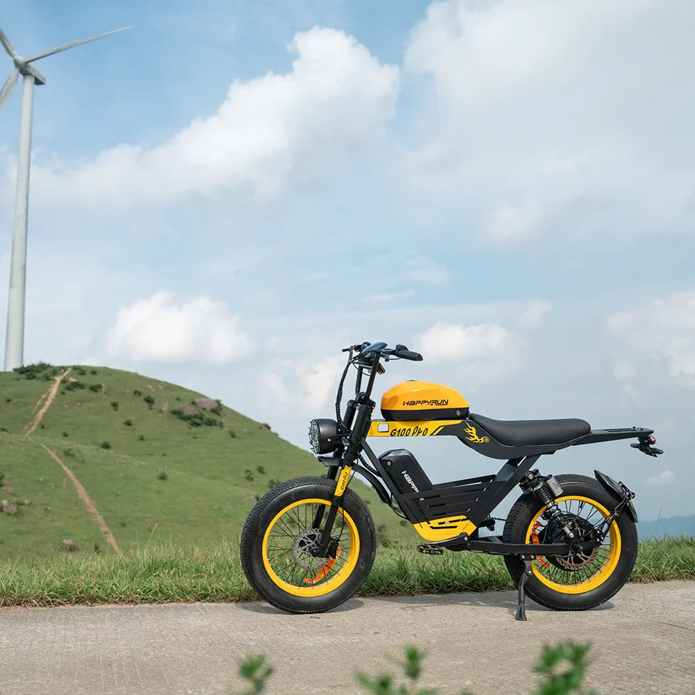 HKM-794067 HappyRun G100Pro Electric Bike - 6000W Dual Batteries, Long Range, Street Motorcycle, 72V Power