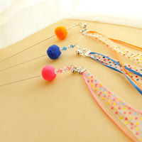 HKM-7941437 Colorful Ribbon Cat Toy Wand with Funny Cat Stick - 37cm & 47cm Lengths