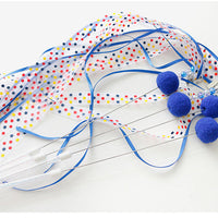 HKM-7941437 Colorful Ribbon Cat Toy Wand with Funny Cat Stick - 37cm & 47cm Lengths