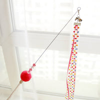HKM-7941437 Colorful Ribbon Cat Toy Wand with Funny Cat Stick - 37cm & 47cm Lengths
