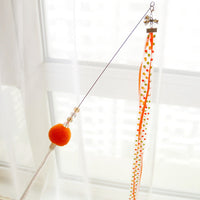 HKM-7941437 Colorful Ribbon Cat Toy Wand with Funny Cat Stick - 37cm & 47cm Lengths