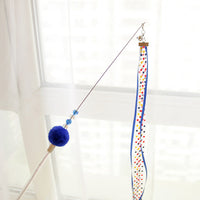 HKM-7941437 Colorful Ribbon Cat Toy Wand with Funny Cat Stick - 37cm & 47cm Lengths