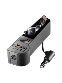 HKM-794195 12V to 220V Car Power Inverter with Multi-Function Charger and Gap Storage Box