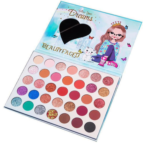 HKM-794195 Sequin Eyeshadow Palette with 35 Bold Colors for Eye Makeup Modification