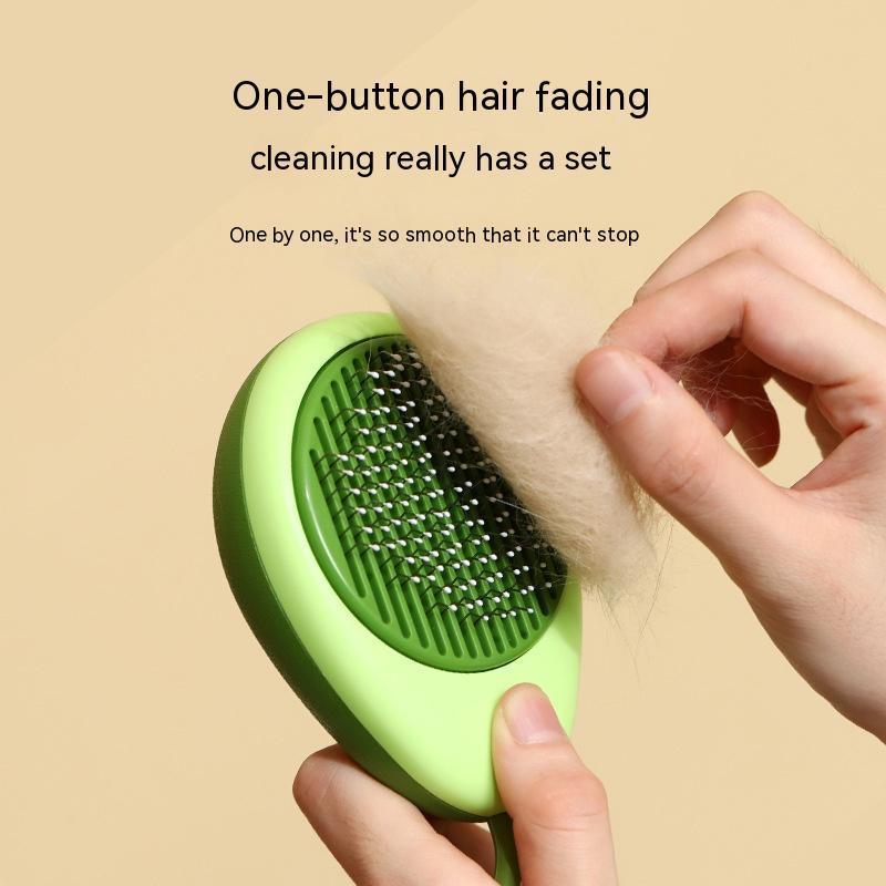 HKM-7942205 Avocado Shaped 2-in-1 Pet Grooming Tool for De-Shedding and Massage with Stainless Steel Needle