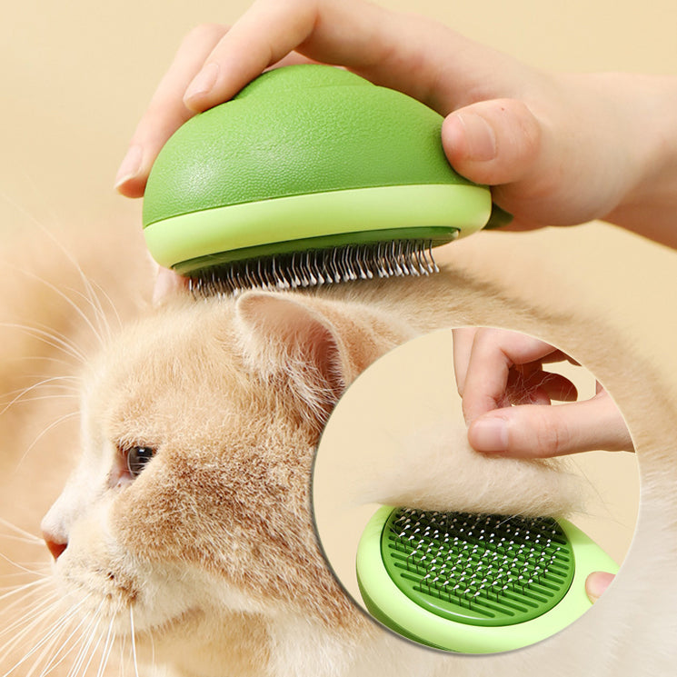 HKM-7942205 Avocado Shaped 2-in-1 Pet Grooming Tool for De-Shedding and Massage with Stainless Steel Needle