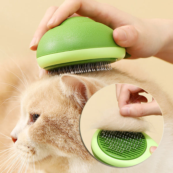 HKM-7942205 Avocado Shaped 2-in-1 Pet Grooming Tool for De-Shedding and Massage with Stainless Steel Needle