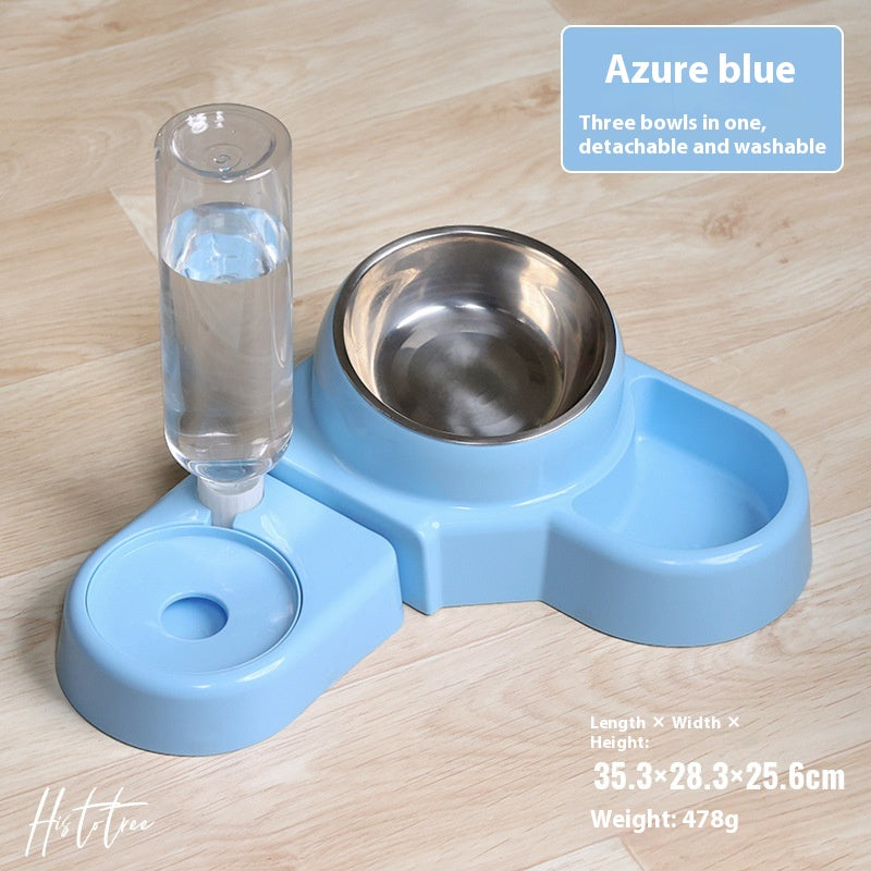 HKM-7942589 Automatic Removable Blue Plastic Cat Bowl with Water Feeder