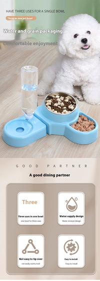 HKM-7942589 Automatic Removable Blue Plastic Cat Bowl with Water Feeder