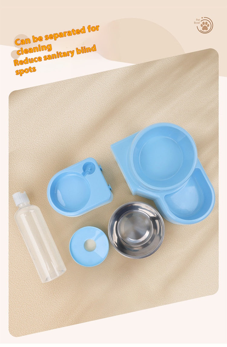 HKM-7942589 Automatic Removable Blue Plastic Cat Bowl with Water Feeder