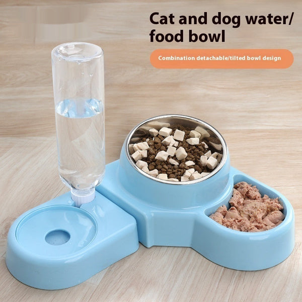HKM-7942589 Automatic Removable Blue Plastic Cat Bowl with Water Feeder