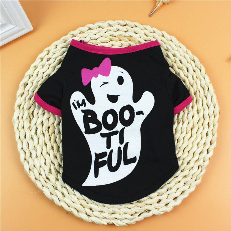 HKM-7944765 Cartoon Print Casual T-Shirt for Pets - Lightweight Terylene Material, Various Sizes Available