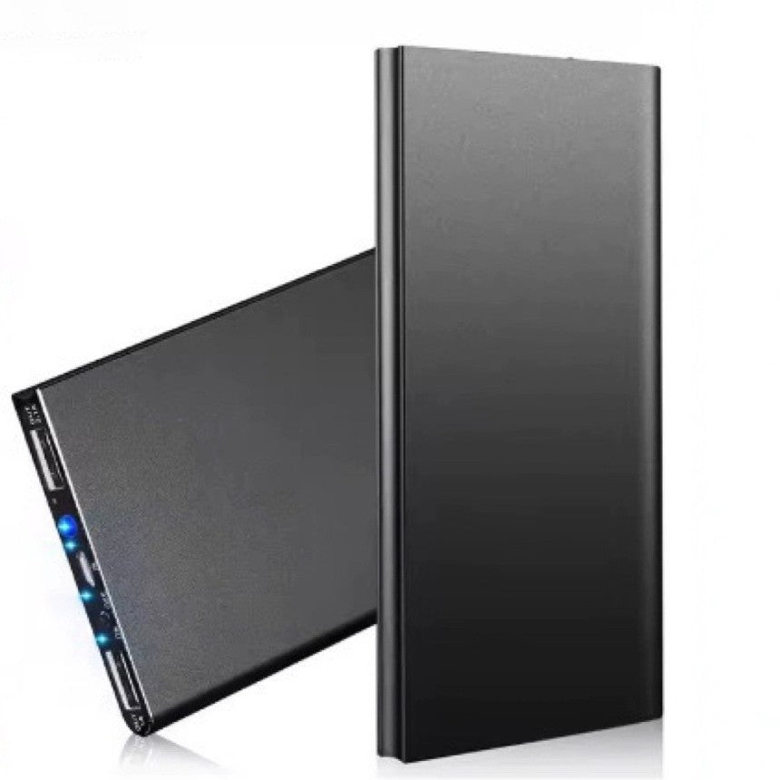 HKM-794515 Ultra-thin Black Metal Power Bank - Portable and Lightweight Charging Solution