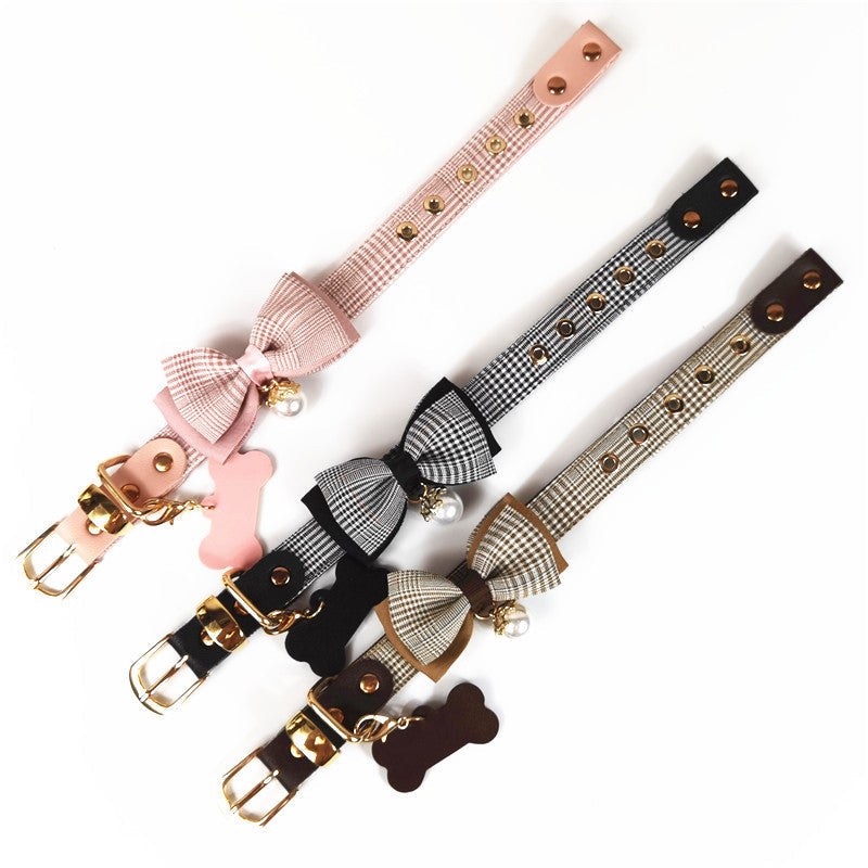 HKM-7945661 Teddy Dog Leather Breast Strap Collar - Dark Khaki, Pink, Black, Sizes S-XL