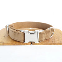 HKM-7946173 Nude Velvet Pet Collar with Adjustable Fit in XS to XL Sizes